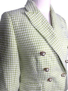 House of Harlow 1960 Lime Green Houndstooth Double Breasted Blazer NWT S